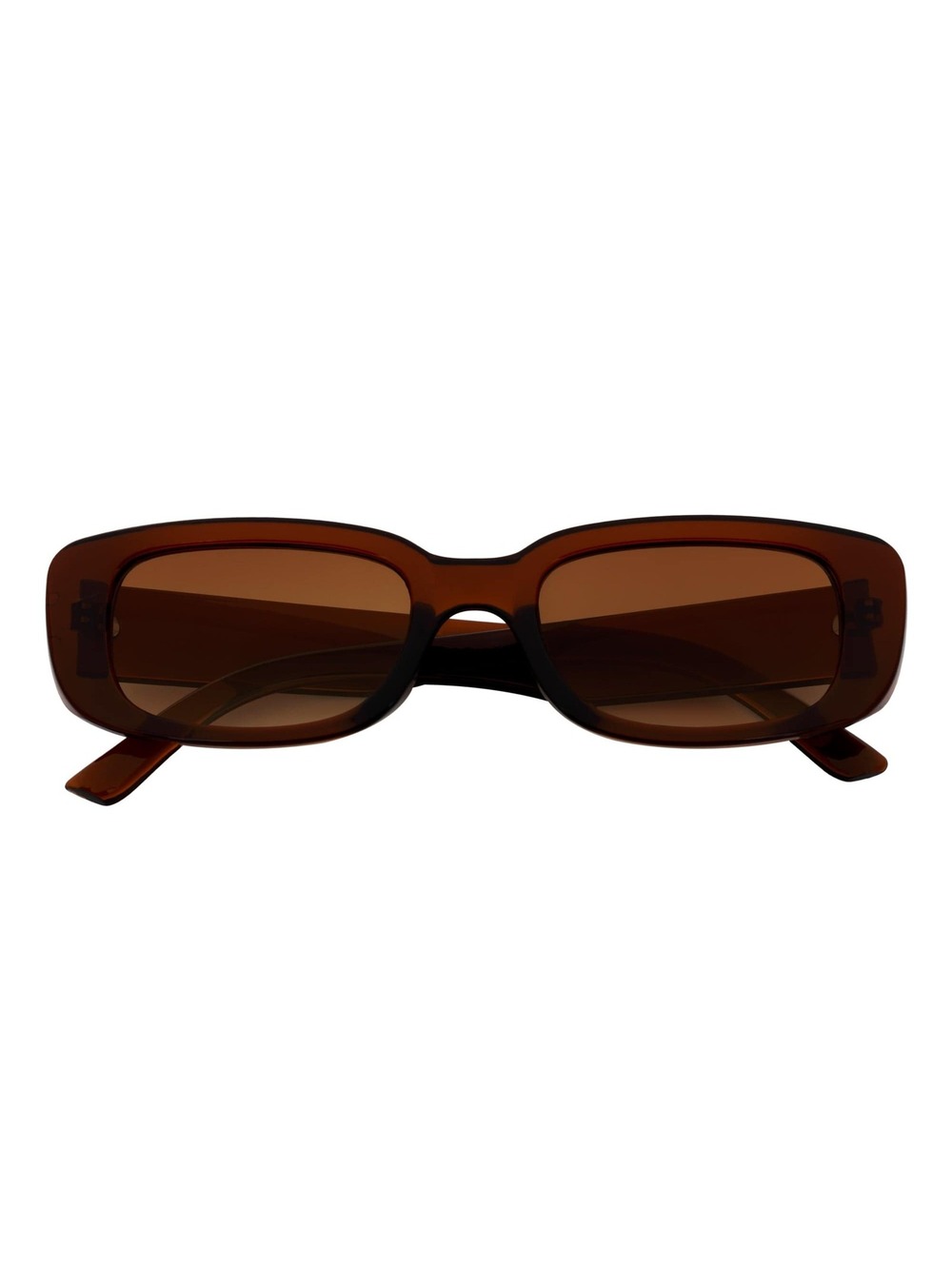 SLIM - Small Rectangle Sunglasses Clear Brown Amber Fade